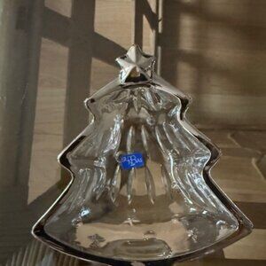 STUDIO NOVA Spirit Silver Trim Crystal Christmas Tree Candy Dish